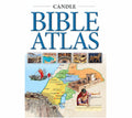 Book cover of 'Bible Atlas' with map and illustrations on a white background
