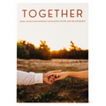 A book cover titled "TOGETHER" with the subtitle "Godly Advice for Faithfully Navigating Dating and Relationships," featuring a sunset scene with two people holding hands over a field.